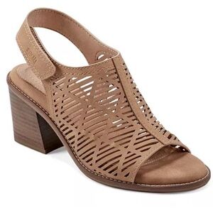 NWOB Earth “Aurora” Tan Stack Block Heel Sandals